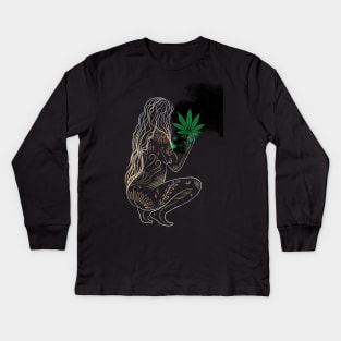 420 weed leaf Kids Long Sleeve T-Shirt